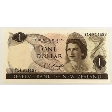 NEW ZEALAND 1975 . ONE 1 DOLLAR BANKNOTE . ERROR . MIS-MATCH SERIALS